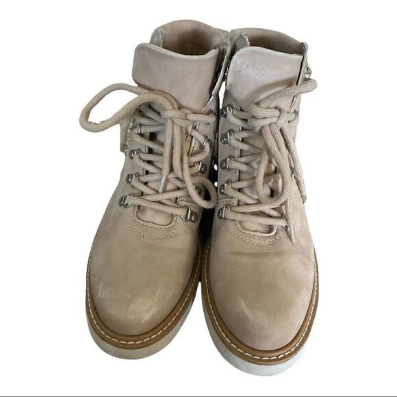 Aldo | Tan Lace Up Sherpa Fur Lined Combat Boots | 9 - Picture 4 of 8